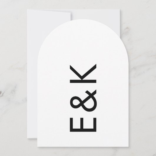Ultra Moderne Boog Monogram Huwelijk Kaart (Achterkant)