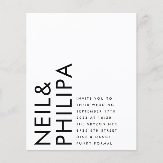 Ultra Moderne Budget Bold NAMES Eenvoudige bruilof (Voorkant)