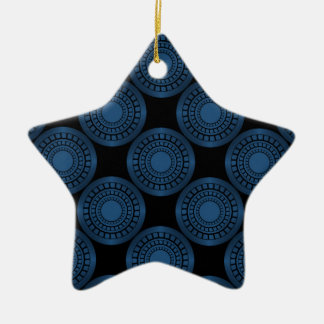 Ultra Moderne cirkels Ster Ornament, blauw Keramisch Ornament