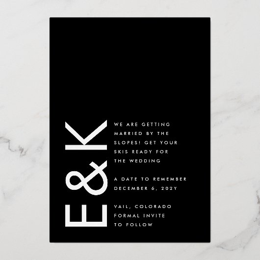 Ultra Moderne Gouden Foto Vet DATUM Opslaan Onze D Folie Uitnodiging (Achterkant)