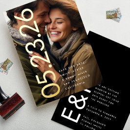 Ultra Moderne Gouden Foto Vet DATUM Opslaan Onze D Folie Uitnodiging