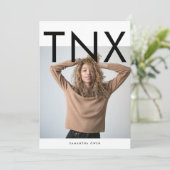 Ultra Moderne, grote TNX Simple Afstuderen Bedankkaart (Staand voorkant)