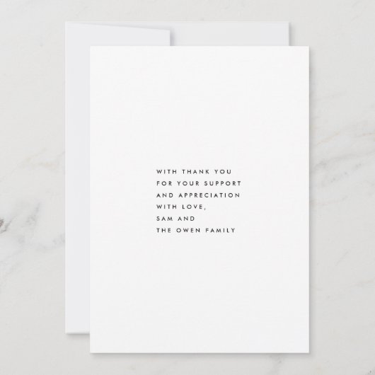 Ultra Moderne, grote TNX Simple Afstuderen Bedankkaart (Achterkant)