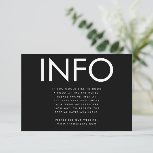 Ultra Moderne Grote Vette Namen Details Bruiloft Informatiekaartje (Staand voorkant)