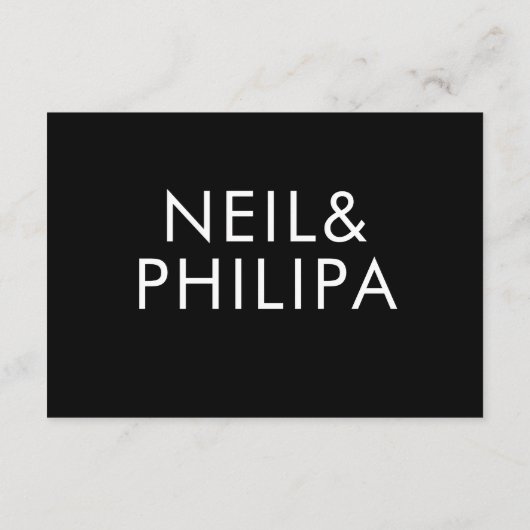 Ultra Moderne Grote Vette Namen Details Bruiloft Informatiekaartje (Achterkant)