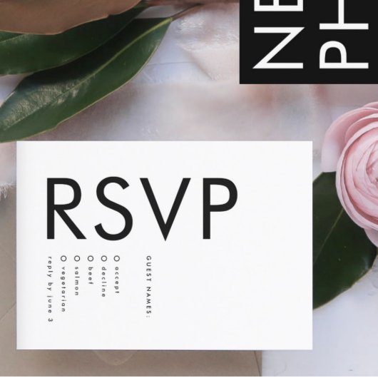 Ultra Moderne Grote Vette Namen Eenvoudige Bruilof RSVP Kaartje