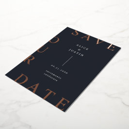 Ultra Moderne Lay-out Donkerblauwe Save the Date Folie Uitnodiging
