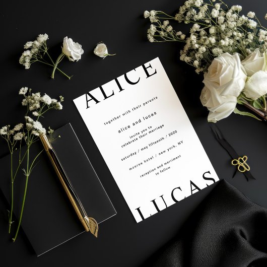 Ultra moderne lay-out Elegant Script bruiloft Kaart