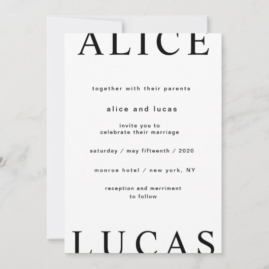 Ultra moderne lay-out Elegant Script bruiloft Kaart (Voorkant)