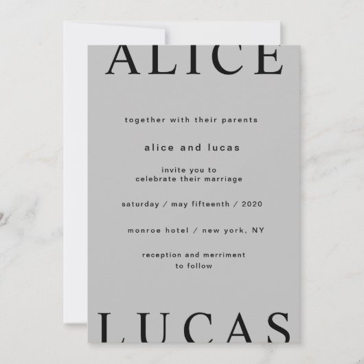 Ultra moderne lay-out Elegant Script bruiloft Kaart (Voorkant)