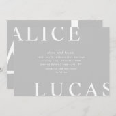 Ultra moderne lay-out monogrammen grijs bruiloft kaart (Voorkant / Achterkant)