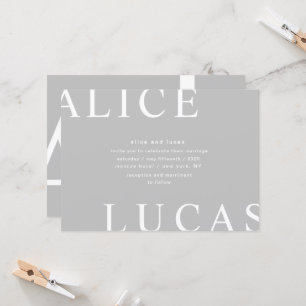 Ultra moderne lay-out monogrammen grijs bruiloft kaart