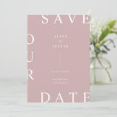Ultra moderne lay-out roze en wit Save the Date Kaart (Staand voorkant)