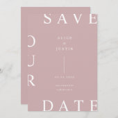 Ultra moderne lay-out roze en wit Save the Date Kaart (Voorkant / Achterkant)