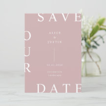 Ultra moderne lay-out roze en wit Save the Date