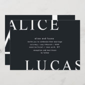 Ultra moderne lay-out witte monogram bruiloft kaart (Voorkant / Achterkant)