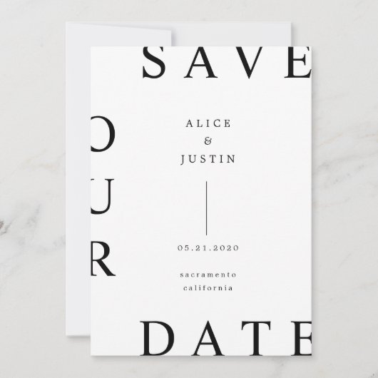 Ultra moderne lay-out zwart-wit Bewaar de datum Kaart (Voorkant)
