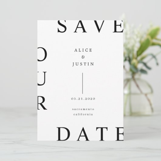 Ultra moderne lay-out zwart-wit Bewaar de datum Kaart (Staand voorkant)