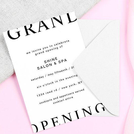 Ultra moderne lay-out zwart-wit Grand Opening Kaart