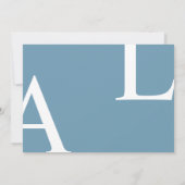 Ultra Moderne Layout Monogram Blauw Huwelijk Kaart (Achterkant)