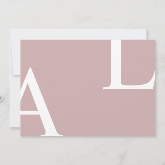 Ultra Moderne Layout Monogram Blush Roze Huwelijk Kaart (Achterkant)