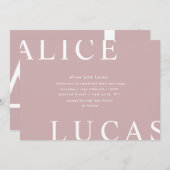 Ultra Moderne Layout Monogram Blush Roze Huwelijk Kaart (Voorkant / Achterkant)