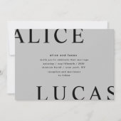 Ultra Moderne Layout Monogram Grijs Trouwen Kaart (Voorkant)