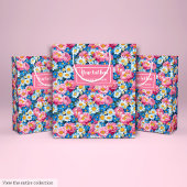 Ultra moderne magenta roze bloemen cadeau zak wrap medium cadeauzakje