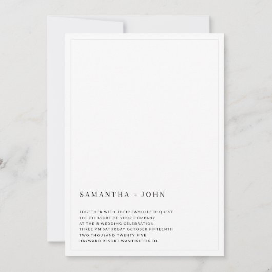 Ultra Moderne minimale asthetische bruiloft Kaart (Voorkant)