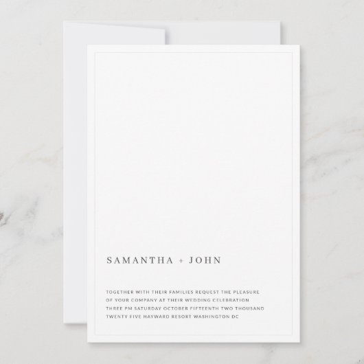 Ultra Moderne minimale asthetische lichte bruiloft Kaart (Voorkant)