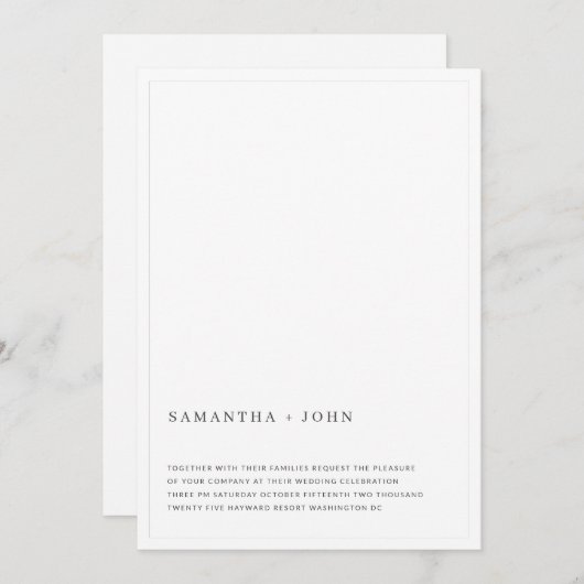 Ultra Moderne minimale asthetische lichte bruiloft Kaart (Voorkant / Achterkant)