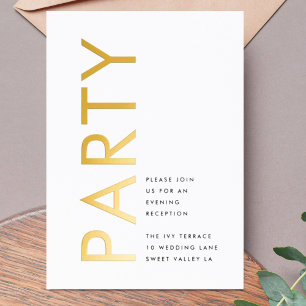 Ultra Moderne MONogram GOLD FOIL PARTY INVITATION Folie Uitnodiging