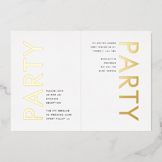 Ultra Moderne MONogram GOLD FOIL PARTY INVITATION Folie Uitnodiging (Voorkant)