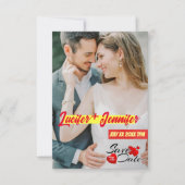 Ultra moderne naamfoto personaliseer verticaal save the date (Voorkant)