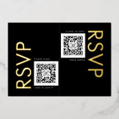 Ultra Moderne QR CODE 2 x RSVP GOLD Folie Uitnodiging (Voorkant)