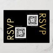 Ultra Moderne QR CODE 2 x RSVP GOUD Folie Uitnodiging (Voorkant)