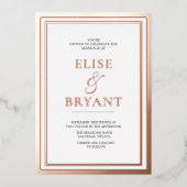 Ultra Moderne Roos Gold Blush Folie Weddenschap Uitnodiging (Voorkant)