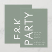 Ultra Moderne Sage Green Monogram Simple Wedding Informatiekaartje (Voorkant / Achterkant)