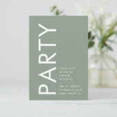Ultra Moderne Sage Green Monogram Simple Wedding Informatiekaartje (Staand voorkant)