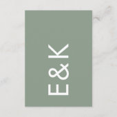 Ultra Moderne Sage Green Monogram Simple Wedding Informatiekaartje (Achterkant)
