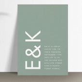 Ultra Moderne Sage Green Monogram Simple Wedding Kaart