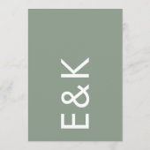 Ultra Moderne Sage Green Monogram Simple Wedding Kaart (Achterkant)