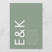 Ultra Moderne Sage Green Monogram Simple Wedding Kaart (Voorkant)