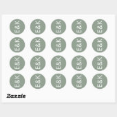 Ultra Moderne Sage Green Monogram Simple Wedding Ronde Sticker (Vel)