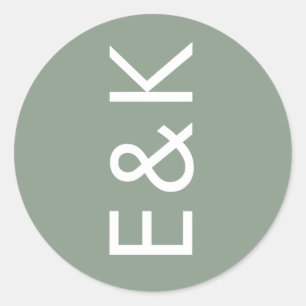 Ultra Moderne Sage Green Monogram Simple Wedding Ronde Sticker
