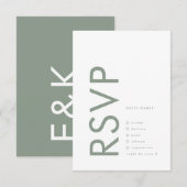 Ultra Moderne Sage Green Monogram Simple Wedding RSVP Kaartje (Voorkant / Achterkant)
