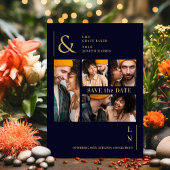 Ultra Moderne Trendy Marine & Goud 4 Multi Foto's Save The Date