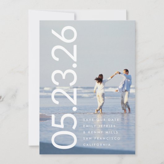 Ultra moderne vet grote witte foto vet DATUM Save The Date (Voorkant)