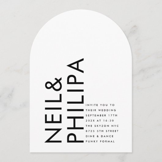 Ultra Moderne Vette NAMEN Eenvoudige Trouwboog Kaart (Voorkant)