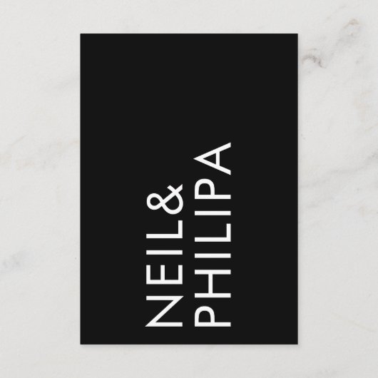 Ultra Moderne Vette Namen Grote Eenvoudige Bruilof Informatiekaartje (Achterkant)